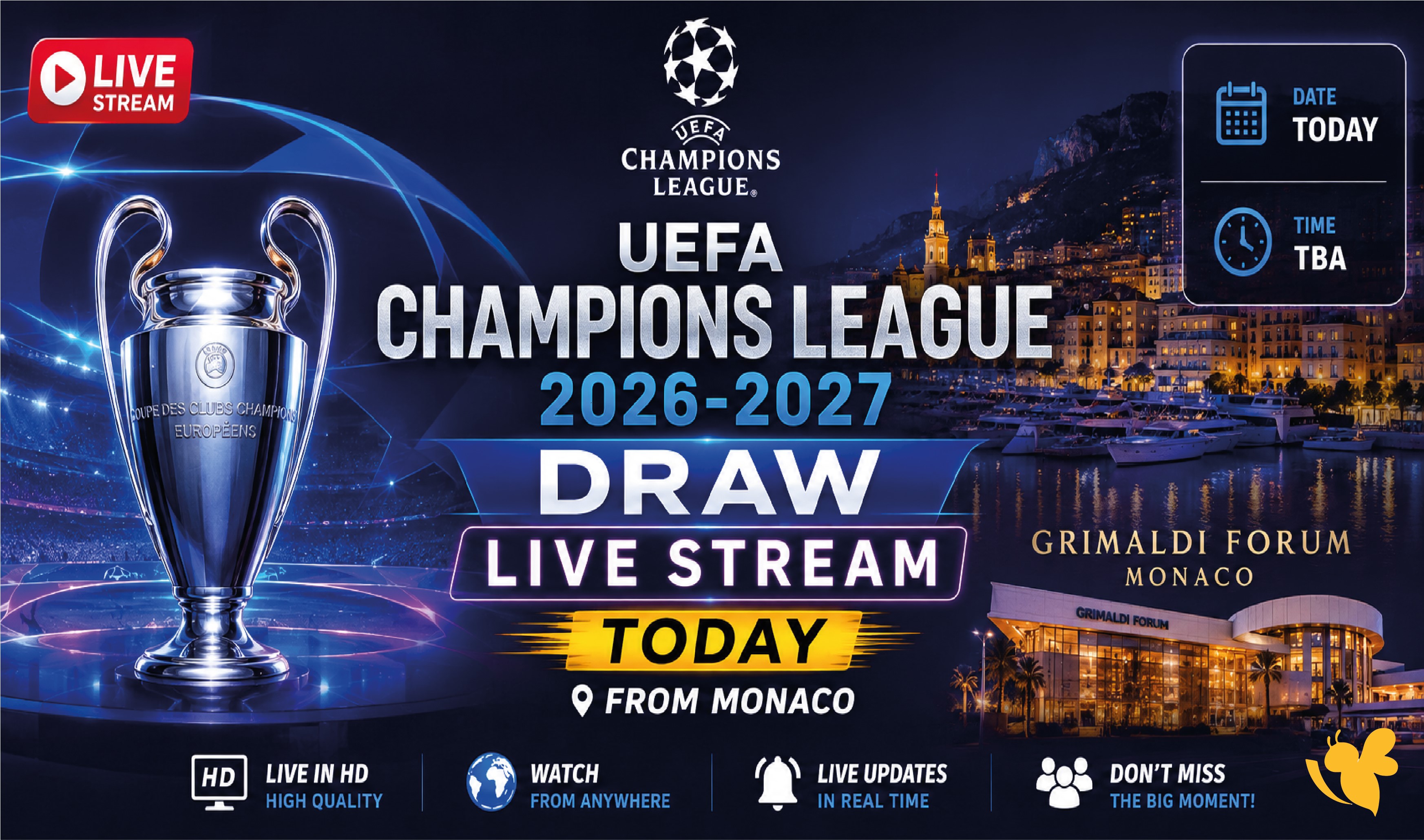 UEFA Champions League 2026-2027 Draw Live Stream Today in Monaco