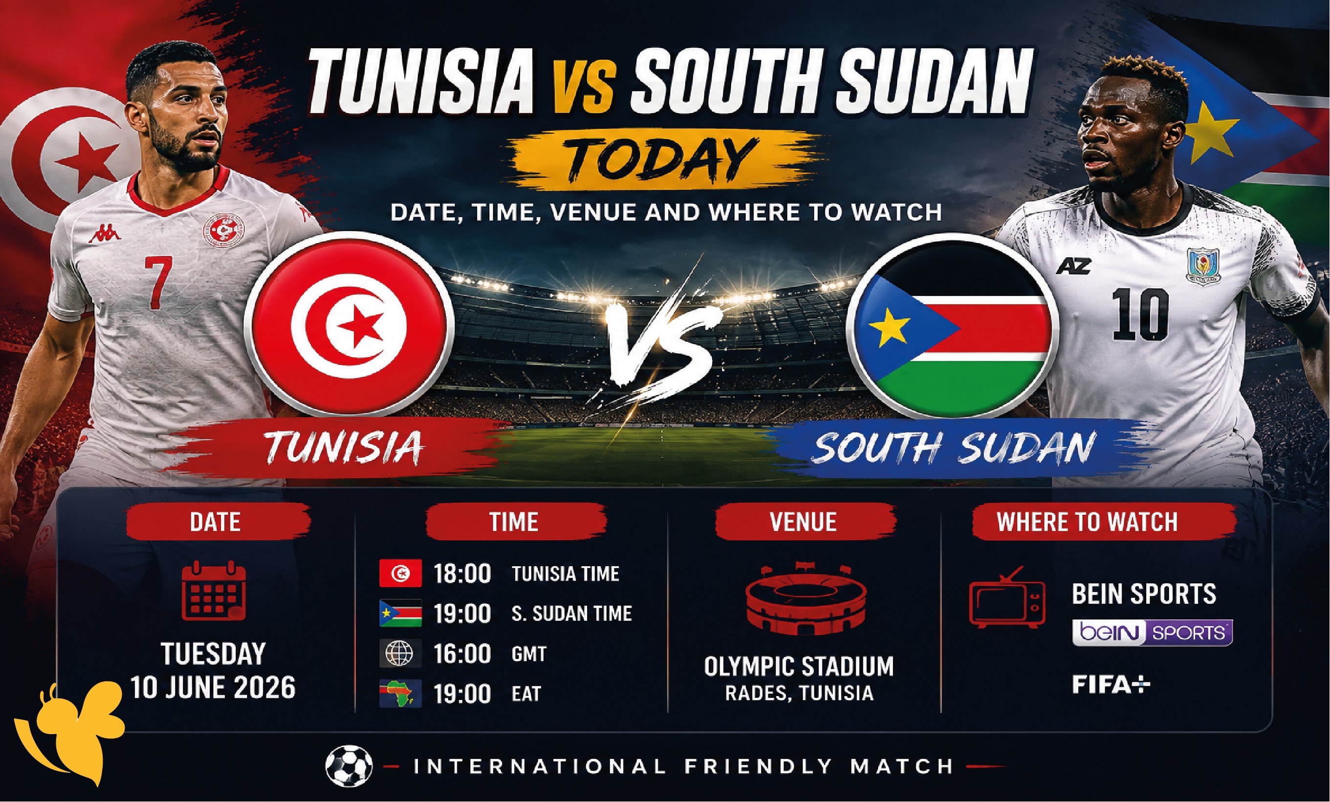 Tunisia vs South Sudan Today: Date, Time, Venue and Where to Watch